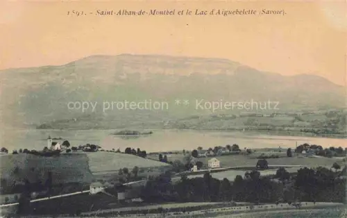 AK / Ansichtskarte Saint-Alban-de-Montbel Lac-d Aiguebelette See Berge Wiesen Kirche Dorf