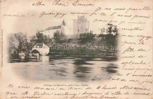 AK / Ansichtskarte Ciron Le Blanc 36 Indre Chateau-de-Romefort Schloss Fluss Wasser Baeume Turm Mauer