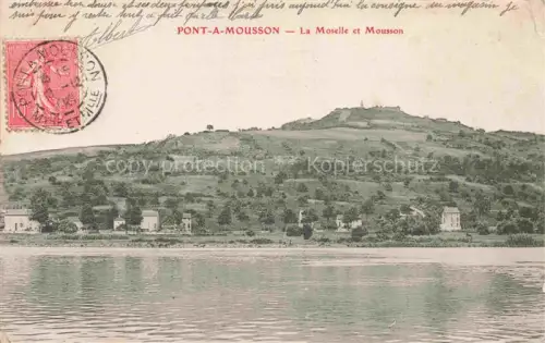 AK / Ansichtskarte Pont-a-Mousson 54 Meurthe-et-Moselle La-Moselle Mousson Fluss Huegel Dorf Haeuser Baeume Wiesen