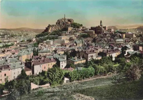 AK / Ansichtskarte Le Puy-en-Velay 43 Haute-Loire Roche-Corneille Cathédrale-du-Puy Stadtansicht Fels Kathedrale Statue Haeuser Huegel