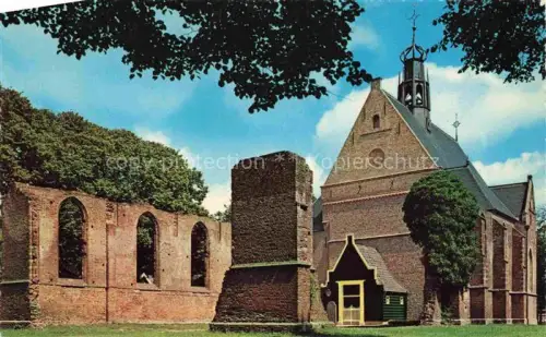 AK / Ansichtskarte Bergen ALKMAAR Noord-Holland NL Ruïne Kirche Backsteinmauern Gotik Baeume Kirchturm