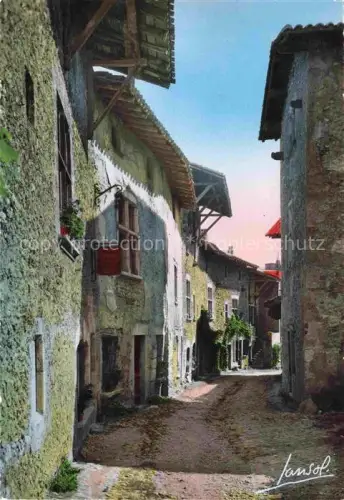 AK / Ansichtskarte Perouges Bourg-en-Bresse 01 Ain Rue-des-Rondes Altstadt Kopfsteinpflaster Mittelalterliche-Gasse Steingebaeude Holzgebaelk