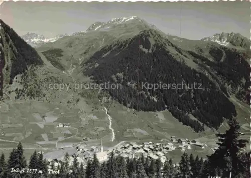 AK / Ansichtskarte Ischgl 1377m Paznauntal Tirol AT Bergpanorama Alpen Kirchturm Ortschaft Wasserfall Wald Wiesen Bergdorf