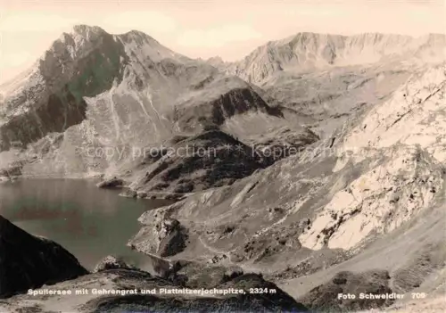 AK / Ansichtskarte Spullersee Wald Arlberg Vorarlberg AT Spullersee Gehrengrat Plattnitzerjochspitze Bergsee Felsen Hochgebirge