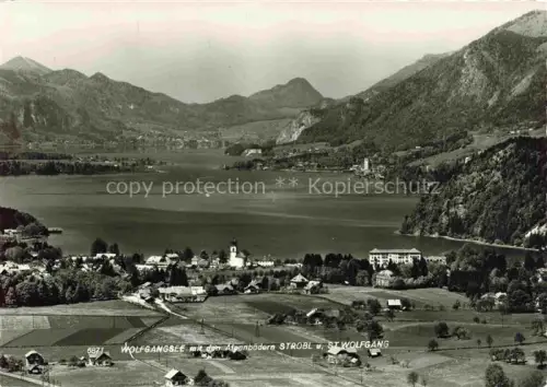 AK / Ansichtskarte ST WOLFGANG  Wolfgangsee Oberoesterreich AT Wolfgangsee See Strobl Berge Kirche Schillerwiese Salzkammergut