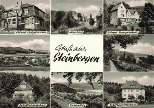 AK / Ansichtskarte Steinbergen Rinteln Niedersachsen Kneippkurhaus Arensburg Muettergenesungsheim Schaumburg Weserbergland Luftkurort Mehrbildkarte Villen Landschaft