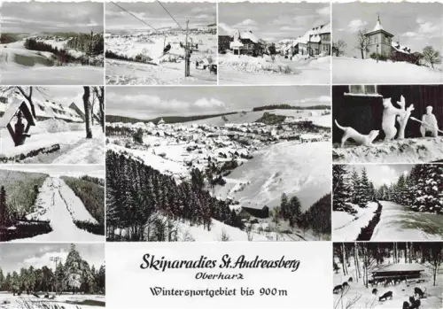 AK / Ansichtskarte St Andreasberg Harz Niedersachsen Oberharz Wintersport Ski Skilift Schnee Ortschaft Wald Tierpark