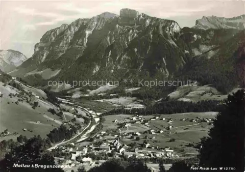 AK / Ansichtskarte Mellau Vorarlberg AT Bregenzerwald Bergpanorama Talblick Dorf Kirche Berge Wald Wiesen