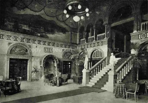 AK / Ansichtskarte Rovereto Trento IT Hotel-Vittoria Atrio Freitreppe Palmen Kronleuchter Deckengemaelde Statue Prunkraum