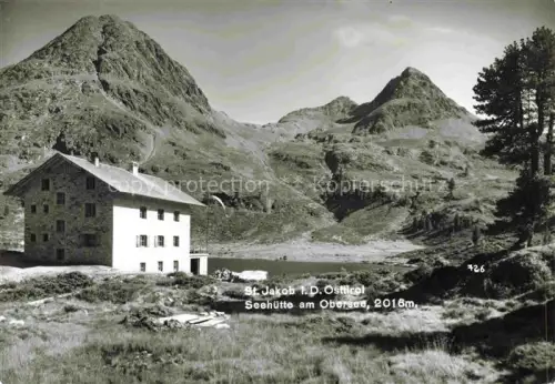 AK / Ansichtskarte Oberseehuette 2020m Staller-Sattel Antholzersee Lago Anterselva IT Seehuette Obersee Bergsee Gipfel Wald Osttirol St-Jakob