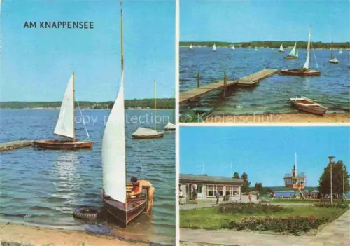 AK / Ansichtskarte Knappensee Oberlausitz Lohsa BAUTZEN Sachsen Knappensee Segelboote Steg Badestrand Freizeitanlage Sonnenschein