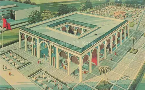 AK / Ansichtskarte NEW YORK City USA Weltausstellung New-York-World s-Fair-1964-1965 Marokko-Pavillon Arabesken Innenhof Bogenarchitektur