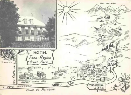 AK / Ansichtskarte Gap 05 Hautes-Alpes Hotel-Fons-Régina Col-Bayard Route-de-Marseille Lagekarte Landhaus