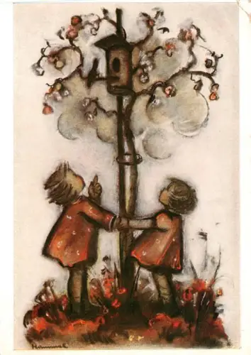 AK / Ansichtskarte DEN HAAG La Haye NL Kinder Vogelhaus Baum Herbst Hummel-Stil Maedchen