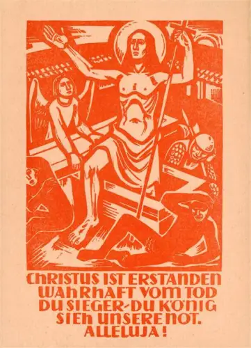 AK / Ansichtskarte FREIBURG Breisgau BW Christus-Auferstehung Holzschnitt Expressionismus Engel Kreuz Religioes Alleluja