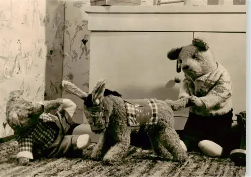 AK / Ansichtskarte Reichenbach  Vogtland Sachsen Teddybaeren Esel Spielzeug Kinderzimmer Tierfotografie DDR