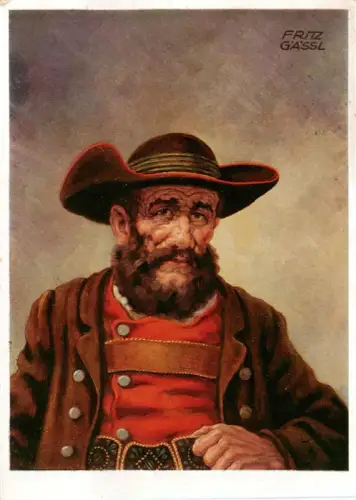 AK / Ansichtskarte INNSBRUCK Tirol AT Tiroler-Bauer Tracht Hut Bart Portrait Gemaelde Fritz-Gassl