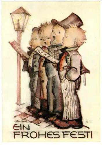 AK / Ansichtskarte MueNCHEN  Bayern Weihnachten Kinder Saenger Laterne Noten Weihnachtslieder B-Hummel Frohes-Fest