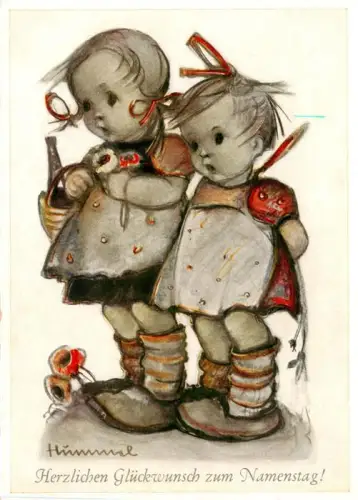 AK / Ansichtskarte STUTTGART  CITY Kinder Maedchen Tracht Namenstag Herzlichen-Glueckwunsch M-J-Hummel Gratulanten