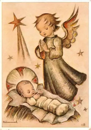 AK / Ansichtskarte MueNCHEN  Bayern Weihnachten Engel Jesuskind Krippe Gebet Sterne Bethlehemsstern B-Hummel Frohe-Weihnachten