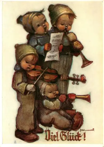 AK / Ansichtskarte MueNCHEN  Bayern Kinder Musik Geige Trompete Noten Viel-Glueck B-Hummel Musikanten