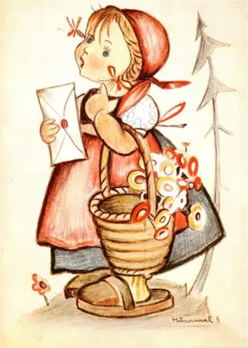 AK / Ansichtskarte STUTTGART  CITY Hummel Kind-mit-Brief Blumenkorb Brief Maedchen Zeichnung Little-Messenger
