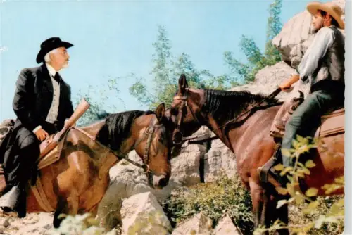 AK / Ansichtskarte Winnetou  May Karl Renato-Baldini Unter-Geiern Reiter Pferde Felsen Richter-Leader Banditen Filmszene