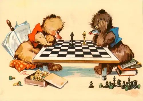 AK / Ansichtskarte BERLIN  CITY Baeren Schach Schachbrett Tiere Illustration Spieler