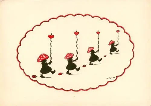 AK / Ansichtskarte BERLIN  CITY Zwerge Fliegenpilz Herzen Silhouette Illustration Maerchen Marienkaefer Zeichnung