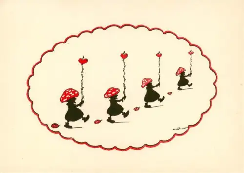 AK / Ansichtskarte BERLIN  CITY Zwerge Fliegenpilz Herzen Silhouette Illustration Maerchen Marienkaefer Zeichnung