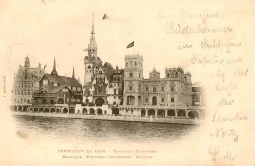 AK / Ansichtskarte PARIS 75 Exposition-Universelle-1900 Pavillons-Etrangers Belgique Norwege Allemagne Espagne Seine Weltausstellung Historismus