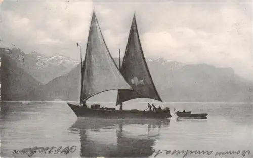 AK / Ansichtskarte Lac Leman Genfersee GE Lac-Léman Segelboot Barque Alpen See Berge Wasser Ruderboot