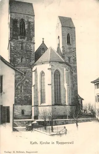 AK / Ansichtskarte Rapperswil -Jona Rapperswyl Zuerichsee SG Kath-Kirche Kirchturm Chor Schnee Winter Fassade