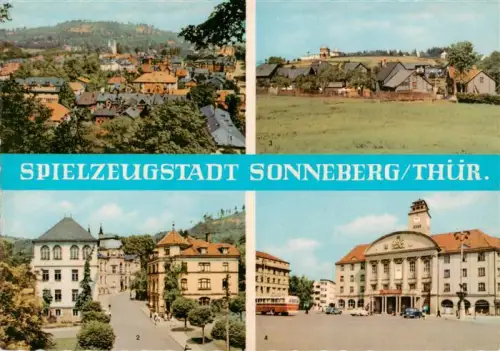 AK / Ansichtskarte Sonneberg  Thueringen Sonneberg Spielzeugstadt Stadtansicht Beethovenstrasse Spielzeugmuseum Sternwarte Platz-der-Republik Rathaus