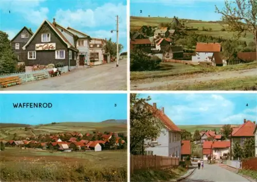 AK / Ansichtskarte Waffenrod Thueringen Park-Café Hauptstrasse Dorfansicht Huegel Fachwerk Mehrbildkarte