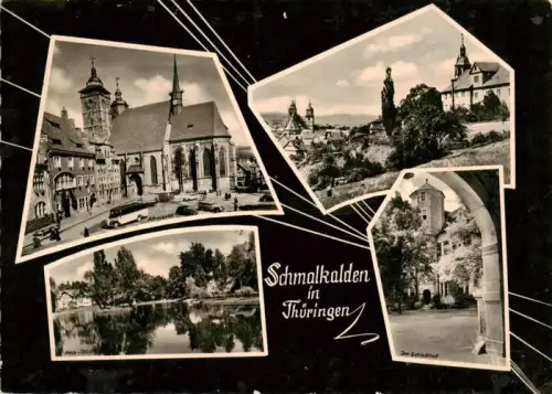 AK / Ansichtskarte Schmalkalden Thueringen Altmarkt Haus-Teich Schlosshof Kirche Stadtansicht Tuerme