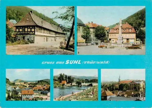 AK / Ansichtskarte SUHL Thueringen Museum Karl-Marx-Platz Freibad Kulturhaus Stadtansicht Fachwerkhaus Thueringer-Wald