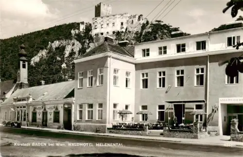 AK / Ansichtskarte BADEN WIEN AT Kurstadt Waldhotel-Helenental Burgruine Kirche Strasse Hotel