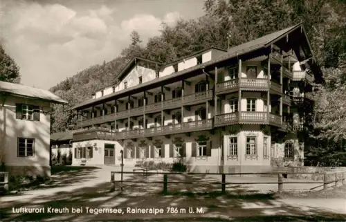 AK / Ansichtskarte Kreuth Tegernsee Luftkurort Raineralpe Tegernsee Hotel Holzbalkon Bergwald