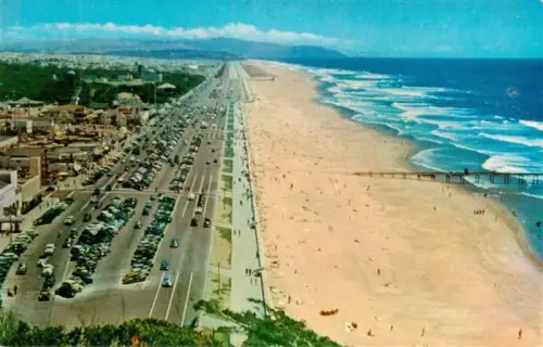 AK / Ansichtskarte SAN FRANCISCO California USA Ocean-Beach Great-Highway Strand Strandpromenade Autos Pazifik Pier Luftbild