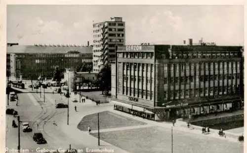 AK / Ansichtskarte ROTTERDAM  Zuid-Holland NL Gebouw-Gerzon Erasmushuis Strassenszene Tram Autos Hochhaus Kaufhaus Wagons-Lits-Cook
