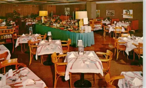 AK / Ansichtskarte SAN FRANCISCO California USA Red-Chimney-Restaurant Stonestown-Shopping-Center Smorgasbord Restaurant Buffet Korbstuehle