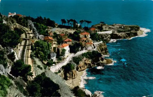 AK / Ansichtskarte Cap-d Ail NICE 06 Alpes-Maritimes Pointe-des-Douaniers Camping Kueste Felsen Meer Villen Eisenbahn Baeume Klippen