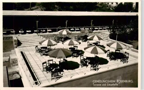 AK / Ansichtskarte Rosenburg-Mold Waldviertel Niederoesterreich AT Genesungsheim Terrasse Liegehalle Sonnenschirme Tische Stuehle Sanatorium
