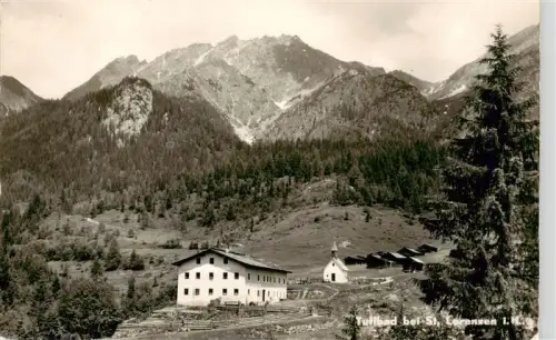 AK / Ansichtskarte Tuffbad St Lorenzen Lesachtal Kaernten AT Tulfbad Gasthaus Kapelle Berge Nadelwald Tallandschaft Lesachtal