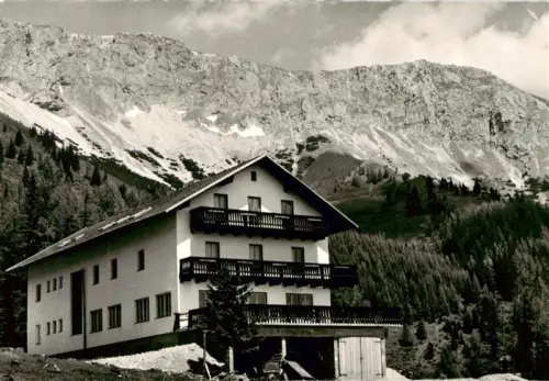 AK / Ansichtskarte Gross-Veitsch Steiermark AT Alpengasthof-Scheikl Brunnalm Berge Schnee Wald Balkon Pension