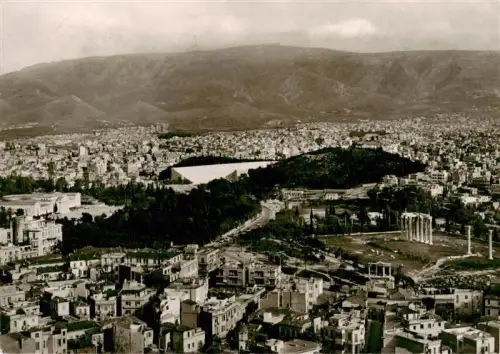AK / Ansichtskarte Athens ATHEN Athenes Greece Zeus-Tempel Olympieion Stadtpanorama Berge Stadion Ruinen Antike