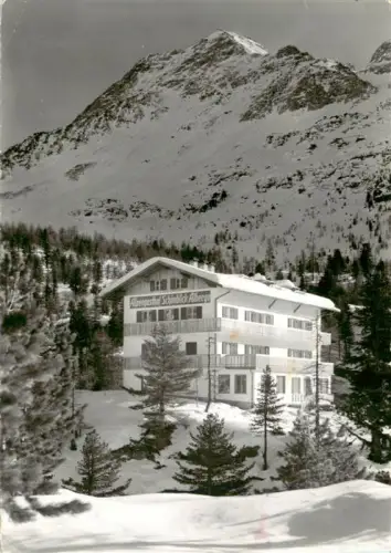 AK / Ansichtskarte Martelltal Bolzano IT Alpengasthof-Schoenblick Hotel Schnee Winter Martelltal Cevedale Bergpanorama Tannen