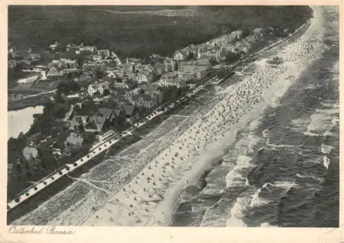 AK / Ansichtskarte BANSIN Ostseebad Heringsdorf Mecklenburg-Vorpommern Strand Ostsee Strandkoerbe Luftbild Baederarchitektur Wellen Promenade
