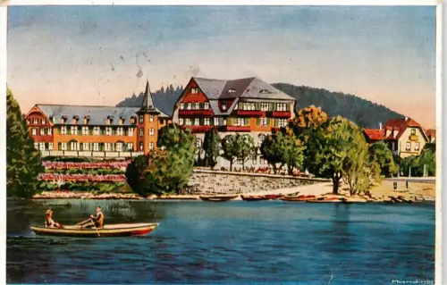 AK / Ansichtskarte TITISEE Schwarzwald BW Schwarzwaldhotel-am-See Titisee-Schwarzwald Ruderboot See Schwarzwald Fachwerkgebaeude